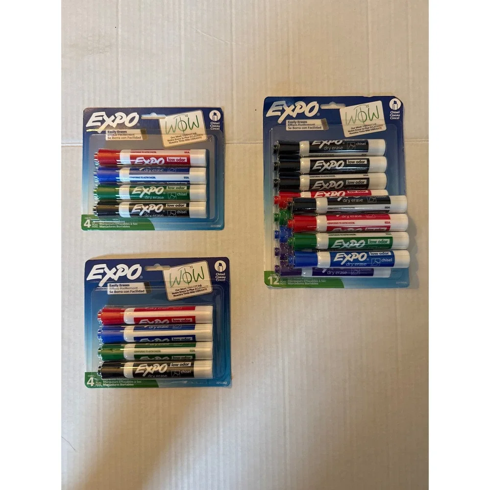 3 packs Expo Low Odor Dry Erase Markers Assorted Colors 20 Count Bundle